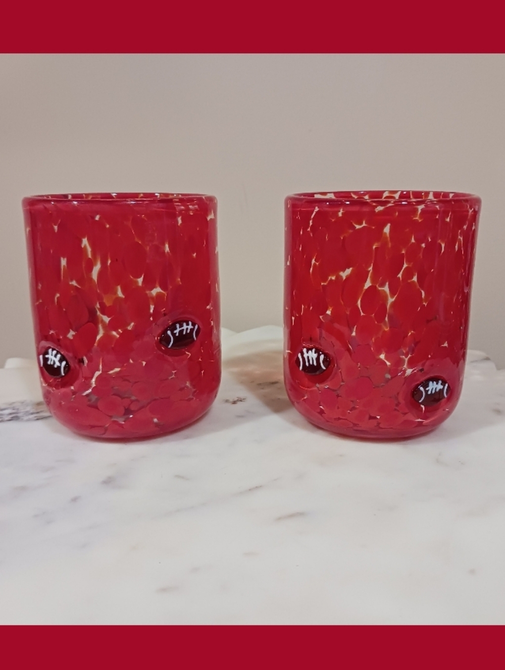 Anthropologie Sports Confetti Icon Juice Glass Set Of 2 NWOB Red
